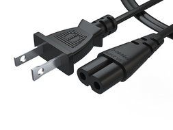 [UL Listed] Pwr+ AC Cable Replacement Power Cord 2 Prong 6 Feet (Black) N8