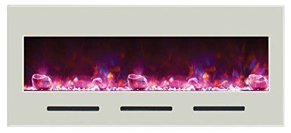 Amantii 50" Electric Fireplace with White Glass Surround - No Mood light