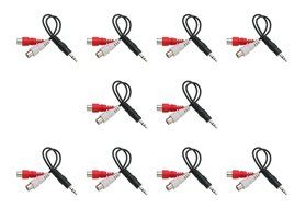 C&amp;E CNE63417 2 x RCA Male, 1 x 3.5mm Stereo Female, Y-Cable 6-Inch Gold Plated Connector, 2-Pack N6