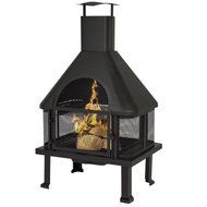 BCP Firehouse Fire Pit With Chimney Outdoor Backyard Deck Fireplace