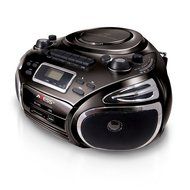 AXESS Portable Boombox with AM/FM Radio, CD/MP3 Player, USB/SD, Cassette Recorder and Headphone Jack (Black) N3