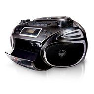 AXESS Portable Boombox with AM/FM Radio, CD/MP3 Player, USB/SD, Cassette Recorder and Headphone Jack (Black) N4