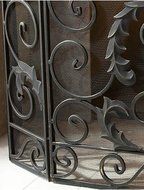 Monogrammed Curved Old World Iron Fireplace Screen