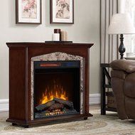 Voluvena Adjustable Infrared Electric Fireplace - Portable Rolling Fireplace with Wheels - LED Flame Effect -...