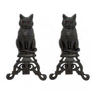 Woodeze Home Decorative Outdoor Fire Place Accessorie Cat Cast Iron Andirons - Black
