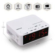 ZHPUAT Portable Bluetooth Alarm Clock Radio with FM Radio, Wireless Speaker, Aux-In and TF Card Music, USB Charging... N4