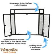 WoodEze Single Panel Flat Fireplace Screen with Doors 44'' W x 33'' H