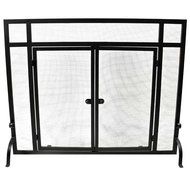WoodEze Single Panel Flat Fireplace Screen with Doors 44'' W x 33'' H N2