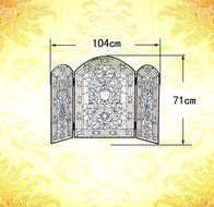 Makenier Vintage Tiffany Style Stained Art Glass Decorative 3-panel Fireplace Folding Screen Firewall N9