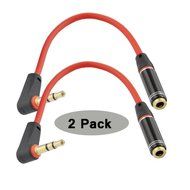 Seadream 2PACK 6 inch 3-Pole 3.5mm Male Right Angle to 3.5mm Female Stereo Audio Cable Headset Extension Cable... N5