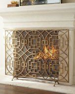 Pyra Geometric Fireplace Screen Single Panel Protective Mesh Backing