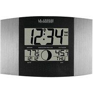 New LA CROSSE TECHNOLOGY WS-8117U-IT-AL Digital Atomic Clock (Outdoor Temperature Brushed Steel Finish)