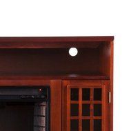 Amelia 48 in. Contemporary Freestanding Portable Indoor Electric Media Fireplace Heater in Mahogany Brown, Modern...