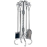 5 Piece Pewter Fireplace Tool Set