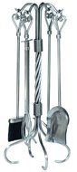 5 Piece Pewter Fireplace Tool Set N2