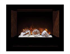 Modern Flames Home Fire Series Electric Fireplace with Log Set and Black Glass Side Panels, 36-Inch