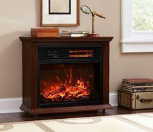 Fireplace Mantel Decor, Portable Indoor,Infrared Heater Quartz,1500 W, With 3D Flame,Color Dark Walnut N2