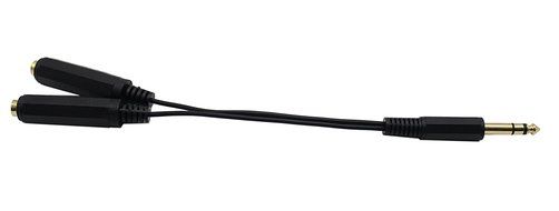 Lemeng 1/4" 6.35mm Stereo Plug / Male to Dual 1/4" 6.35mm Jack /Female Splitter Adapter Cable 0.6 Feet (Black) N4