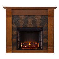 Caden 45 in. Rustic Antique Oak Freestanding Portable Indoor Electric Fireplace, Can Fit TV up to 43.5 in, with...