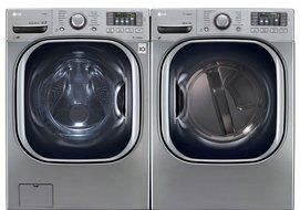 LG Graphite Steel Front Load Laundry Pair with WM4270HVA 27" Washer and DLEX4270V 27" Electric Dryer in Graphite...