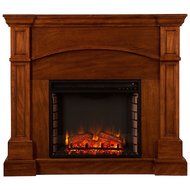 Southern Enterprises Lantana Electric Fireplace Corner Convertible Oak Saddle