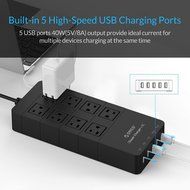 ORICO Home/office 6-Outlet Surge Protector Power Strip 5ft Power Cord with 5 Port 40W USB Charger,1700 Joule -... N9