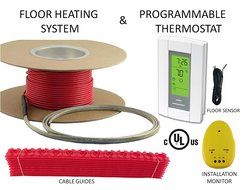 100 Sqft Warming Systems 120 V Electric Tile Radiant Floor Heating Cable with GFCI Protected Programmable Thermostat