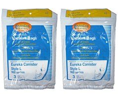 6 Eureka Style L Allergy Micron Filtration Vacuum Bags, Mini Mite Canister Vacuum Cleaners, 61715-12, 61715, 61715A...