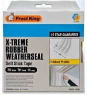 Frost King V23WA Extreme Rubber Ribbed Weather-Strip Tape 3/8-Inch by 1/8-Inch by 17-Feet, White by Frost King