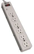 Tripp Lite 6 Right Angle Outlet Surge Protector Power Strip, 6ft Cord, Metal, &amp; $75K INSURANCE (TLM626) N2