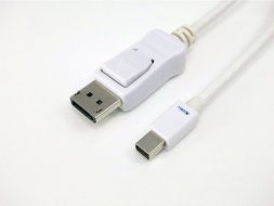 Accell B143B-003J UltraAV Mini DisplayPort to DisplayPort 1.2 Cable with Latch - 3.3 Feet (1 Meter), White N7