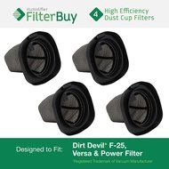 4 - Dirt Devil F25 F-25 Dust Cup Allergen Filters. Designed by FilterBuy to Replace Part #'s 2SV1102000 &amp; 3SV0980000.