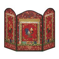 Rooster 3 Panelled Decorative Fireplace Fire Screen N2