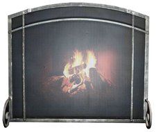 Arched Freestanding Fireplace Screen with Craftsman Design (38"w X 32"ch X 28 1/2"sh, Hammered Natural)
