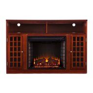 Amelia 48 in. Contemporary Freestanding Portable Indoor Electric Media Fireplace Heater in Mahogany Brown, Modern... N2