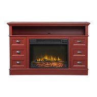 Homestar ZBREMEN Bremen Media Fireplace Console, 54 7/8" x 15 3/8" x 35", Red