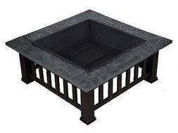 32" Outdoor Metal Firepit Backyard Patio Garden Square Stove Fire Pit W/Cover