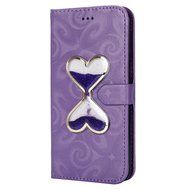 Galaxy S7 Edge Wallet Case, PHEZEN Bling Liquid Glitter Love Heart Floating 3D Hourglass Luxury Pu Leather Magnet...
