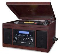 Crosley CR2415A-MA Cannon Turntable with Radio, CD Player, Cassette and Aux-In, Mahogany N3
