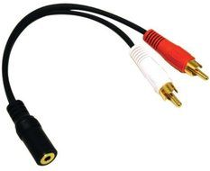 1 x 3.5mm Stereo Female, 2 x RCA Male, Y-cable 6-inch (1 Pack, Gold-plated)