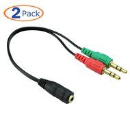 Conwork 2-Pack Stereo 3.5mm Female to 2 Male Gold Plated Headphone Mic Audio Y Splitter Extension Cable N4
