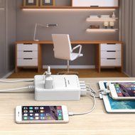 Zettaguard Mini 2-Outlet Travel Power Strip / Surge Protector with USB Charger / USB Charging Station (5-Port... N18