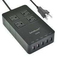 Zettaguard Mini 2-Outlet Travel Power Strip / Surge Protector with USB Charger / USB Charging Station (5-Port... N19