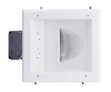 DataComm Electronics 45-0032-WH Commercial Grade Recessed AV/HDMI Cable Conceal Plate with 20 Amp Dual Power Receptacle N3