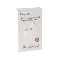 Lightning Cable, [ Apple MFi Certified ] PeleusTech [ 2 Pack ] 3ft 2 in 1 Lightning Micro USB Cable, Sync Data... N5