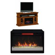 Complete Set Brookfield Media Mantel in Premium Oak with 26" Contemporary Infrared Spectrafire Plus Insert with...