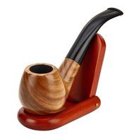 Scotte(TM) Lobular green sandalwood tobacco pipe with (stand+scraper+filter element+pouch+gift box) accessories...
