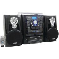 JENSEN JMC-1250 Bluetooth(R) 3-Speed Stereo Turntable Music System with 3-CD Changer &amp; Dual Cassette Deck