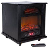 Della Portable Electric Fireplace Stove Flame Heater w/ Remote Control, 1500-Watt, Black N2