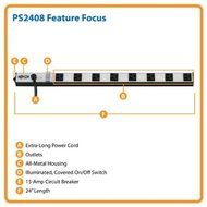 Tripp Lite 8 Outlet Bench &amp; Cabinet Power Strip, 24 in. Length, 15ft Cord with 5-15P Plug (PS2408) N9